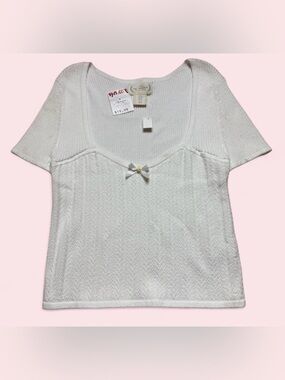 The Prairie White Babydoll Top with Bow Detail Juniors Womens Size XL NWT
